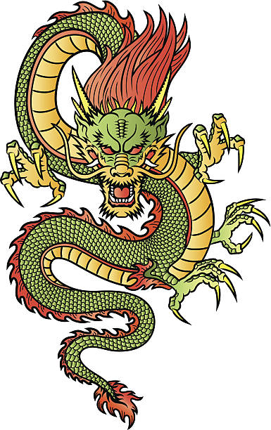 Chinese Dragon Traditional Asian Dragon. This is vector illustration ideal for a mascot and tattoo or T-shirt graphic. dragon tattoos stock illustrations