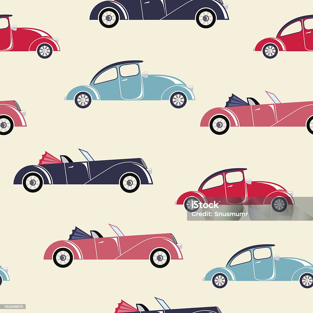 Retro cars seamless pattern Red and blue retro cars seamless background Car stock vector