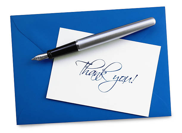 Thank you! Thank you card, isolated on White blue pen stock pictures, royalty-free photos & images