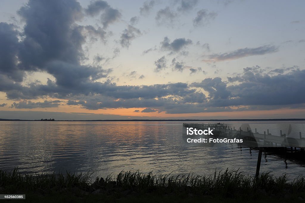 Sunset over lake. Sunset on the Lake,Germany. Atmospheric Mood Stock Photo