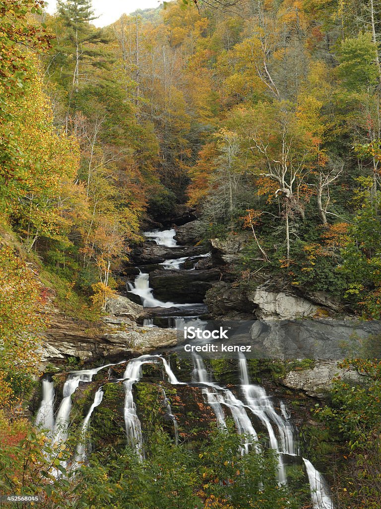 Cullasaja Falls, Western North Carolina Cullasaja Falls surrounded by vivid fall color in the Western North Carolina mountains. Autumn Stock Photo