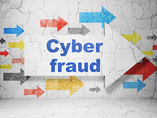 istock Protection concept: arrow whis Cyber Fraud on grunge wall background 452568149
