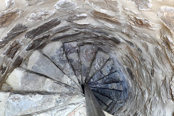Spiral staircase of an old arab castle in Olvera, Spain