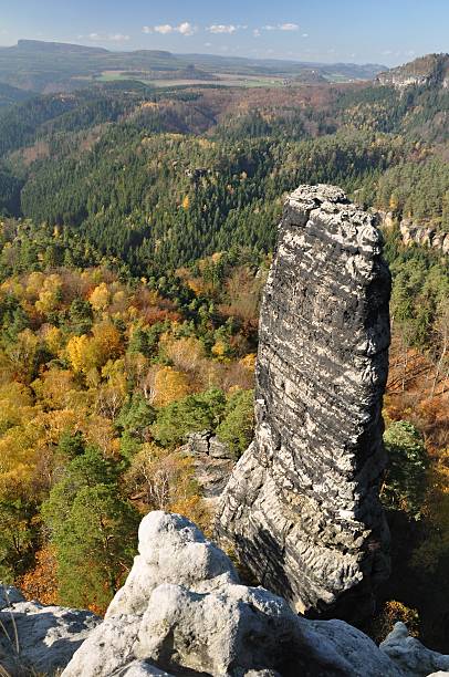 Rocks in Czech Switzerland Beautiful Rocks in Czech Switzerland in autumn colors pravcicka stock pictures, royalty-free photos & images