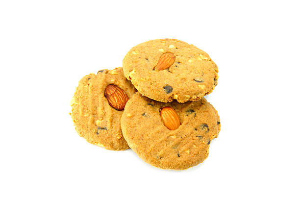 istock Almond Chocolate homemade pastry biscuits isolated on white back 452578577