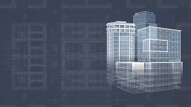istock White 3D blueprint of an architecture project 452589447