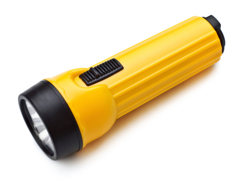 electric pocket flashlight isolated on white background