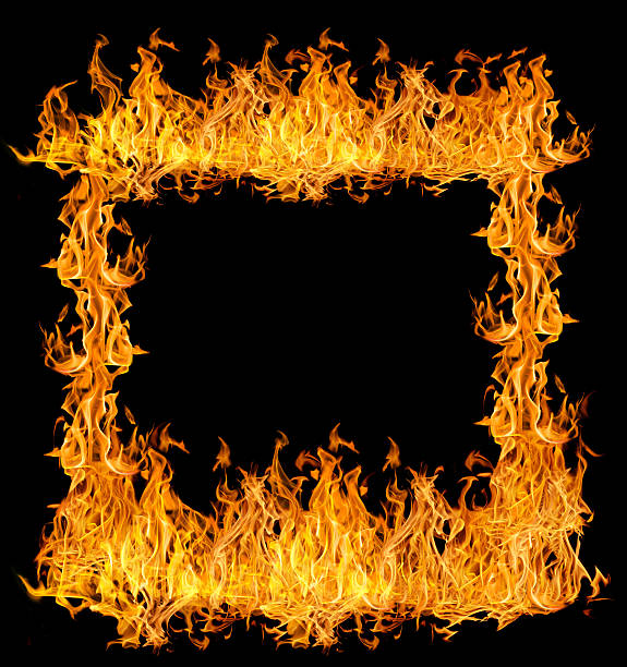 istock yellow and orange flames frame on black 452591577