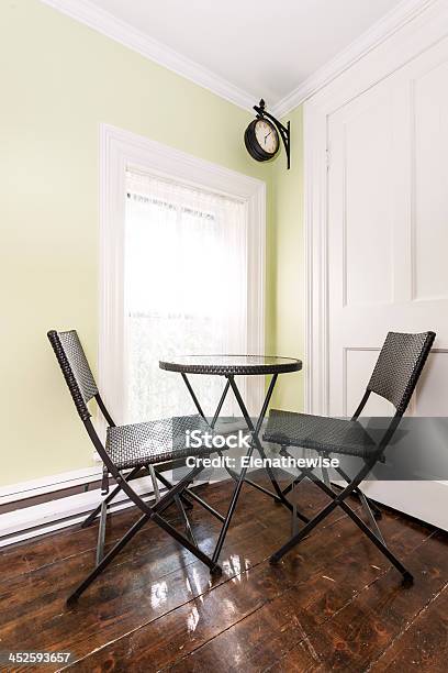 Breakfast Nook In Rustic House Stock Photo - Download Image Now - Indoors, Kitchen, Clock