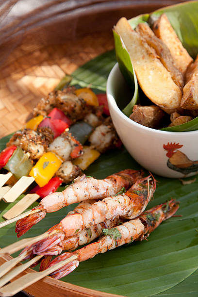 istock Grilled shrimps and chicken bbq 452595159