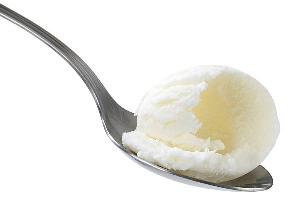 ホワイトのアイスクリーム - スプーン ストックフォトと画像