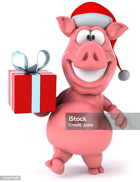 Fun Pig Stock Photo - Download Image Now - Animal, Cartoon, Christmas