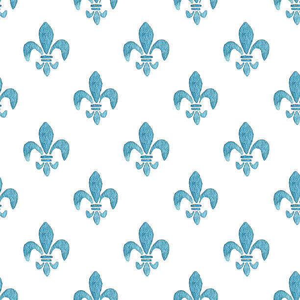 акварельным принтом fleur de lis в синей зоне - coat of arms france nobility french culture stock illustrations