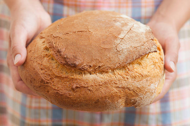 istock Loaf of bread in woman's hands 452632491