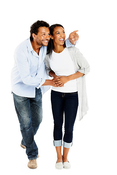 istock Happy african couple together looking at copyspace 452635973