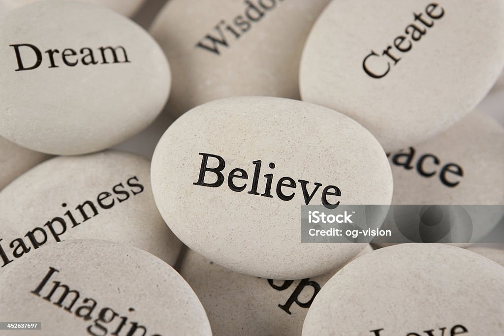 Inspirational stones Close up of engraved stones Abstract Stock Photo