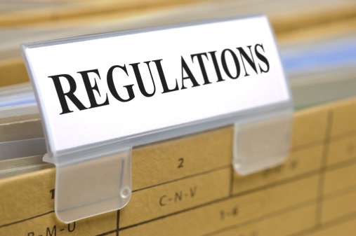 regulations marked on folder for documents