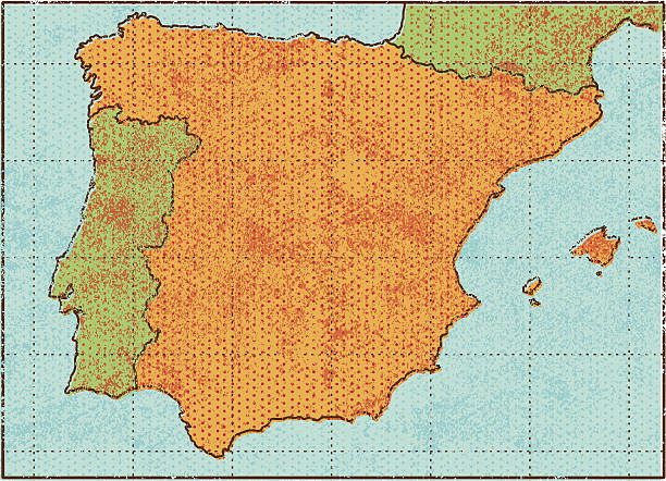 Grunge Spain map vector art illustration