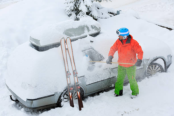 istock Ski winter snow and car. 452658169