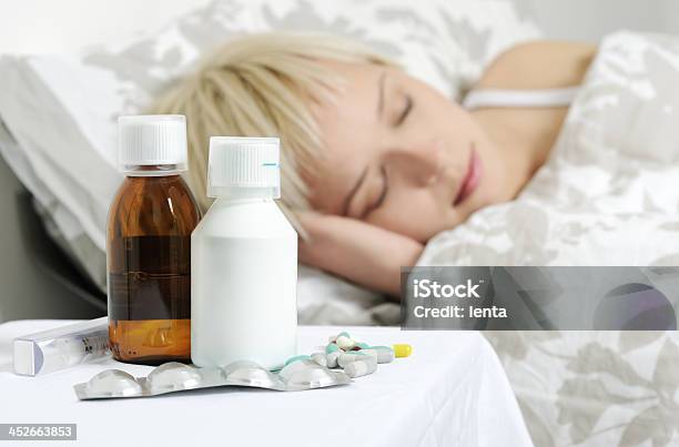 Cold And Flu Stock Photo - Download Image Now - Adult, Adults Only, Bed - Furniture