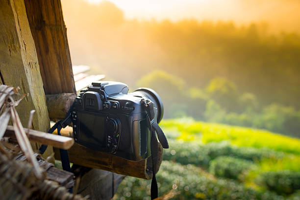 Beautiful sunshine at misty morning mountains at north thailand ( Doi Angkhang )