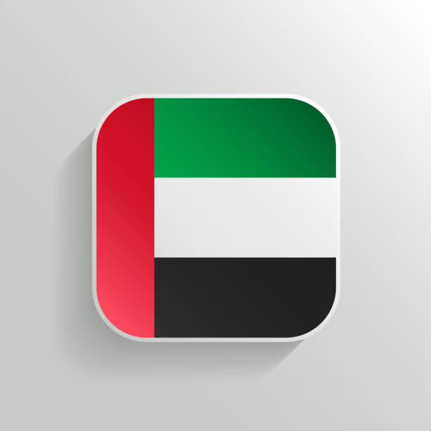 ilustrações, clipart, desenhos animados e ícones de botão de vetor com bandeira dos emirados árabes unidos ícone - united arab emirates flag united arab emirates flag interface icons