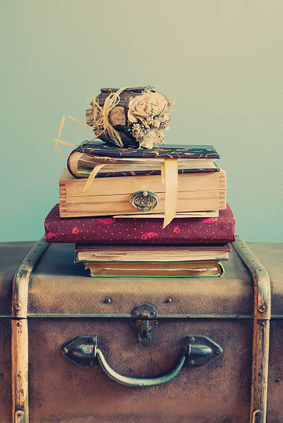 istock Vintage Albums on an Old Trunks, pastel color 452673357