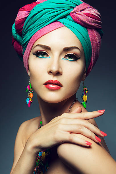 istock Beautiful lady with colored turban 452676551