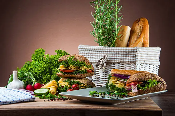 Photo of Natural ingredients, traditional sandwich