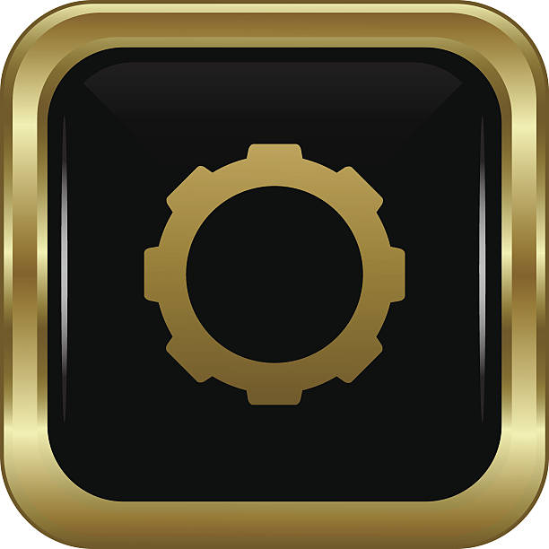Black gold settings button. Black gold settings button. Abstract vector illustration. steampunk keyboard stock illustrations