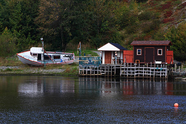 istock Winterized fishing dock and cabins in Quidi Vidi Harbor, Newfoundland. 452679971