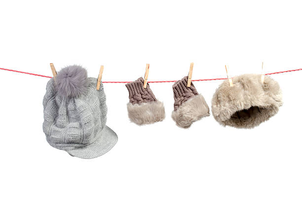 istock Women's winter accessories on the clothesline 452681569