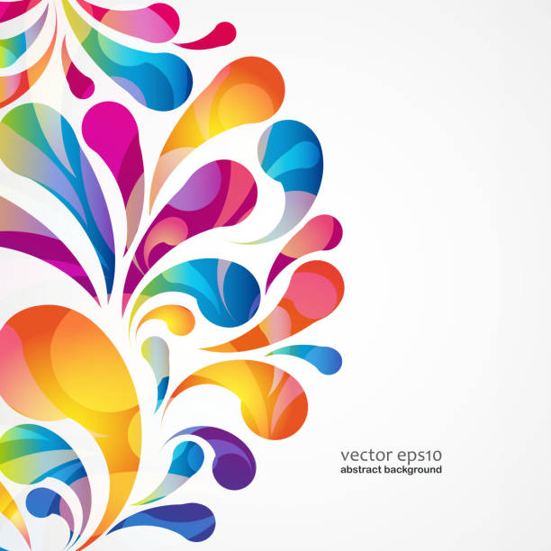 ilustraciones, imágenes clip art, dibujos animados e iconos de stock de abstracto colorido arco-drop fondo.  vector. - colourful flowers
