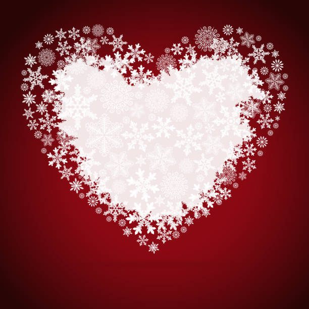 ilustrações, clipart, desenhos animados e ícones de de natal floco de neve design coração, plano de fundo. - human heart red vector illustration and painting