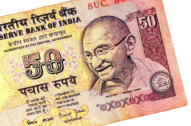 istock Gandhi on fifty rupees banknote from India. 452684261