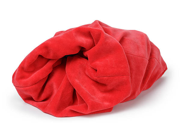 istock red santas bag from velvet fabric 452685507