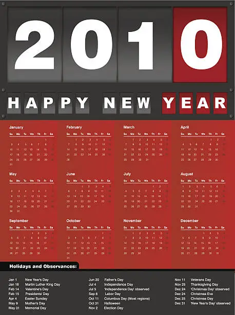 Vector illustration of Calendar 2010