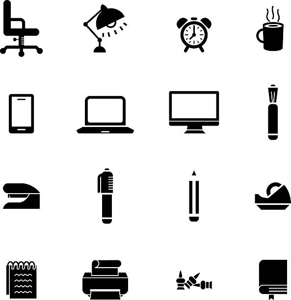 office icon set - boardmarker stock-grafiken, -clipart, -cartoons und -symbole