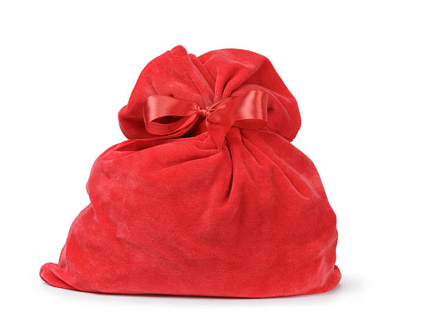 istock red santas bag from velvet fabric 452690127