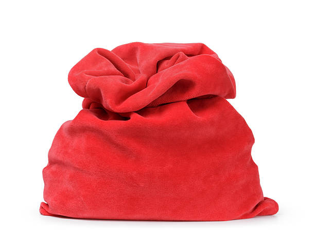 istock red santas bag from velvet fabric 452690469