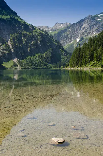 Conservation area Vilsalpsee in the valley of Tannheim in Tirol