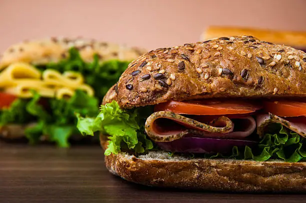 Photo of Tasty lunch with natural sandwich