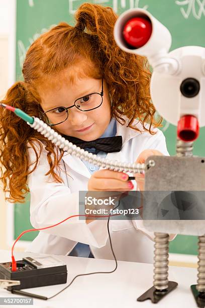 Education Retro Revival Scientist In Lab Electronics Stock Photo - Download Image Now