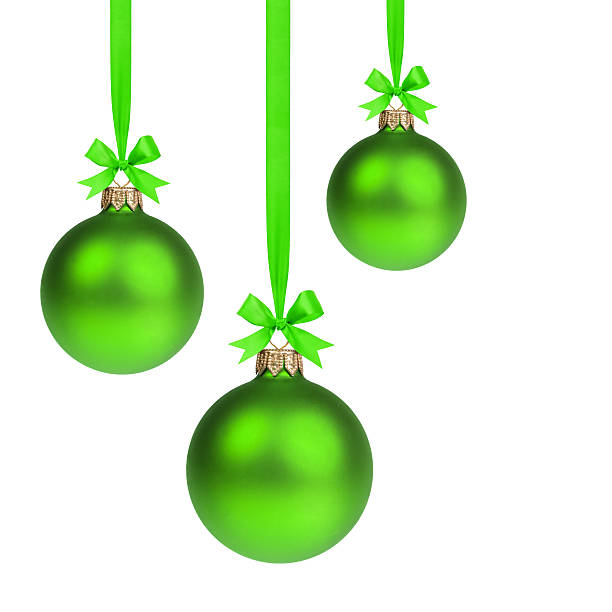istock composition from three green christmas balls hanging on ribbon 452700599