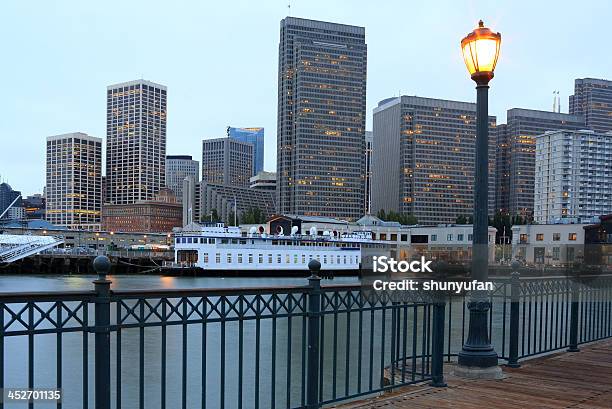 San Francisco Ferry Building And Downtown Stock Photo - Download Image Now - Bay of Water, Bridge - Built Structure, California