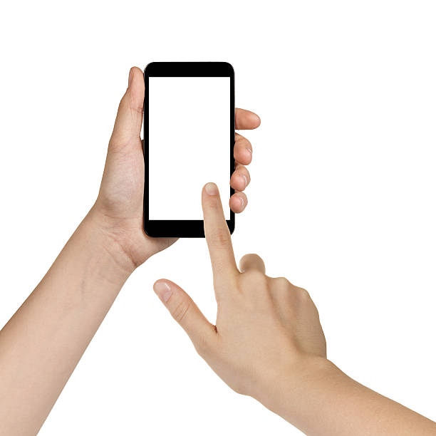istock female teen hands using mobile phone with white screen 452705263