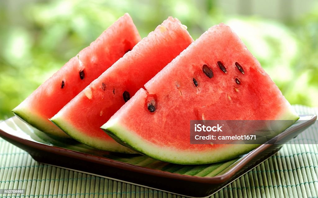 Watermelon Slices of watermelon on a plate Plate Stock Photo