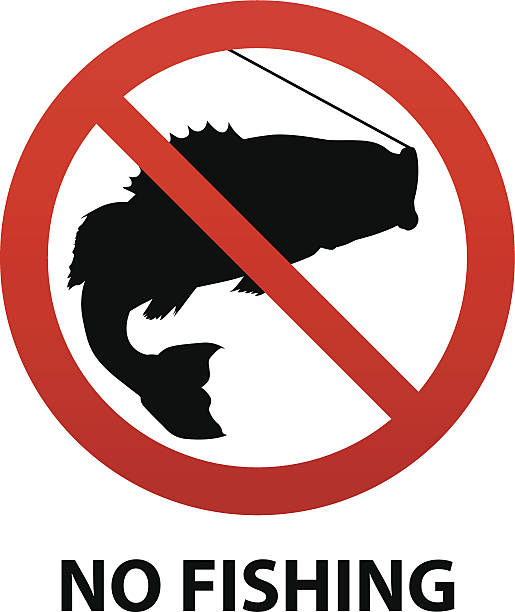 No Fishing Sign No Fishing Sign with Fish Silhouette inside freshwater bass stock illustrations