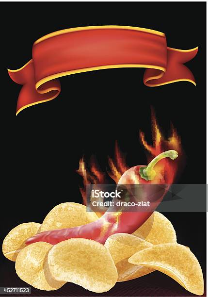 Ilustración de Pimienta Caliente Y Fritas y más Vectores Libres de Derechos de Patatas asadas - Patatas asadas, Alimento, Arrugado