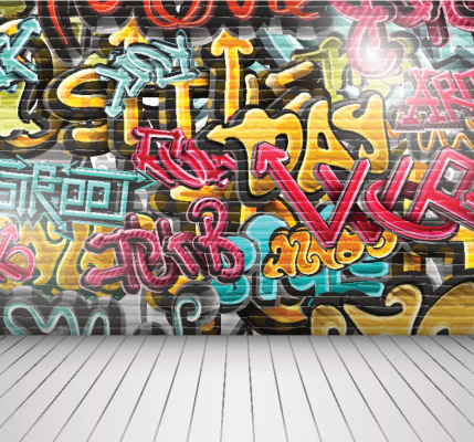Graffiti on wall.Illustration contains transparency and blending effects, eps 10